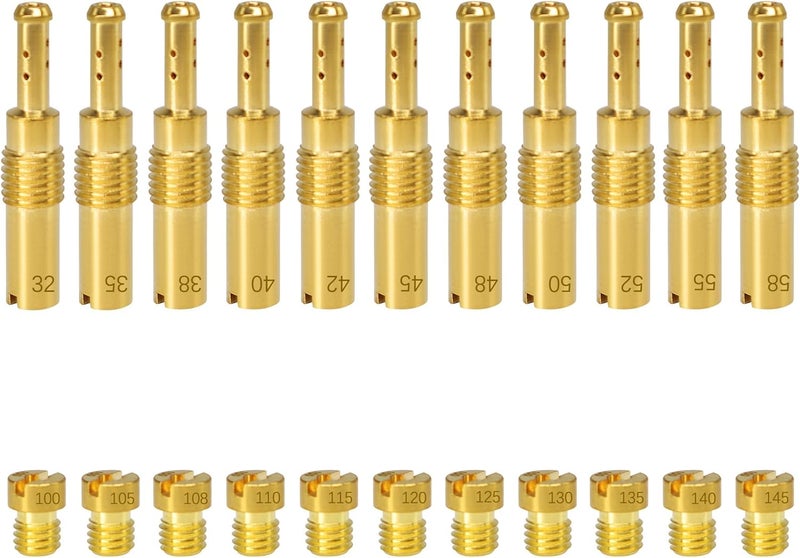 OXCANO 22PCS Carburetor Jet Kits, 11pcs Carburetor Main Jet # 100-145 & 11pcs Slow Pilot Jet # 32-58 Compatible with Nibbi Honda Yamaha PWK Keihin CVK PE Carb, Compatible with OKO KOSO Stage-6 - Image 1